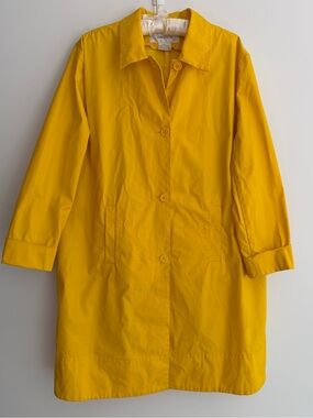 JONES & CO Vintage Raincoat Waterproof Coated Cotton Button Front Overcoat